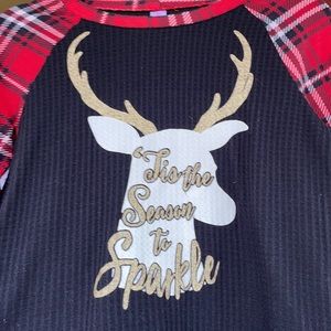 Reindeer Flannel PJ Top, No Boundaries, Women’s Medium
